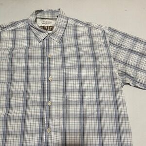 Kahala 1936 Men White Plaid Short Sleeve Button Up Shirt Size Medium Check